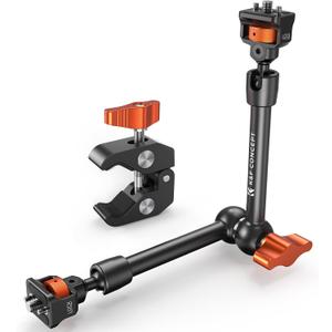 K&F CONCEPT 11" Magic Arm Clamp with Super Clamp ARRI 1/4" & 3/8" Thread Screw, 360 Ball Heads Arm with Clamp Mount for Monitor, LED Light, Webcam, Action Camera