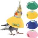 QBLEEV 4Pack Pet Parrot Anti-bite E-Collars, Anti-Grab Feather Plucking Wound Healing Safety Elizabethan Collar, Protective Recovery Cones for Budgerigar Lovebird Agapornis Fischer Cockatiel Cockatoo (XS-Neck Girth(2.4"-2.8"))
