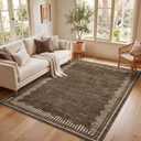 Garvee Living Room Washable Area Rugs 9x12 Brown Neutral Scalloped Carpet