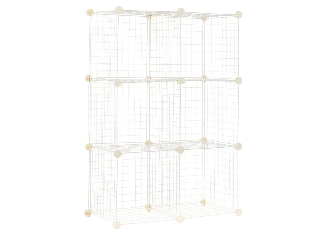 Amazon Basics 6 Cube Wire Grid Storage Organizer, Stackable Storage Cubes, Modular Closet Organizer Shelves, 14.6" D x 30.3" W x 44.8" H, White