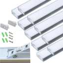 10-Pack Pre-Drilled Countersunk Hole 3.3FT LED Strip U Channel Diffuser, Hacksaw Easy Cut Tight and Flush Mounted Under Cabinet Tape Light Aluminum Low Profile with Screw and End caps (10)