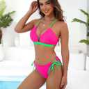 Blooming Jelly Womens Bikini Sets Two Piece Cheeky Swimsuits Curvy Cutout String Bathing Suits (Pink, L)