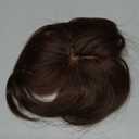 Anemone 6 inch Short Middle Part Straight Real Human Hair Topper Small Thin Clip-in Hair Bangs for Mild Hair Loss Suitable for Women and Men Reddish Tone (Dark Brown)