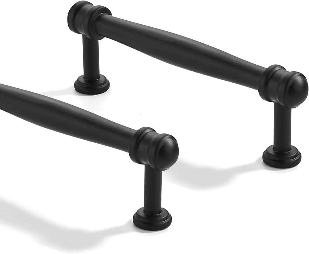 2 Pack 4 inch(102mm) Center to Center Black Cabinet Pulls Solid Cabinet Hardware Heavy-Duty Drawer Pulls Kitchen Handles for Cabinets Cupboard Handles