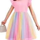 Flypigs Toddler Tutu Dress Girls Ruffle Tulle Dresses Cute Summer Party Princess Sundress (Pink, 130)