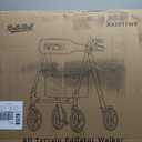 Walkers for Seniors Taller 5.3~7ft, Lightweight Foldable Rollator Walker, Built in Cable, Reinforced Aluminum Frame, 8" Big Rubber Wheels for All Terrain, 350lb Weight Capacity, Blue