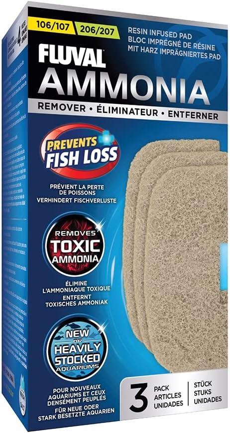 Fluval 107/207 Ammonia Remover Pad, Replacement Aquarium Canister Filter Media, 3-Pack