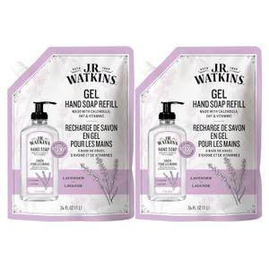 J.R. Watkins Gel Hand Soap Refill, Moisturizing Hand Wash, Formulated with Plant-Based Cleansers, Alcohol-Free, Cruelty-Free, Lavender, 34 Fl Oz, 2 Pack