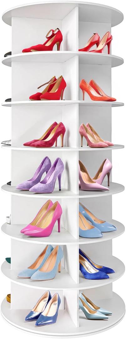 Original Rotating Shoe Rack Tower, Original 7-Tier Hold Over 35 Pairs of Shoes, Spinning Shoe Display Lazy Susan, Revolving 360 Shoe Rack Tower, Rotate Shoes Closet Organization.