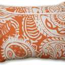 Pillow Perfect Paisley Indoor/Outdoor Accent Throw Pillow, Plush Fill, Weather, and Fade Resistant, Lumbar - 11.5" x 18.5" , Orange/Ivory Addie, 2 Count