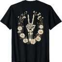 Skeleton Hand Peace Sign Back Printed T-Shirt, 4X