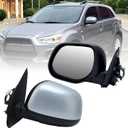 Left Driver Side Mirror Compatible with 2011-2022 Mitsubishi Outlander Sport 2010-2013 Outlander Door Mirrors Replacement Power Heated Manual Folding Silver Gray Paintable 5 Pins