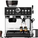 Espresso Machine with Grinder, 20 Bar Espresso Machine with Milk Frother, Expresso Coffee Machines for Home, Professional Espresso Maker, Cappuccino & Latte Machine for Home (Black)