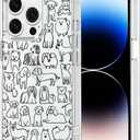 MOSNOVO Case for iPhone 14 Pro, [Buffertech 6.6ft Military-Grade Drop Protection] [Anti Peel Off Tech] Clear TPU Bumper Phone Case Cover Design - Doodle Dog