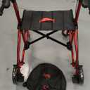 Rollator Walkers for Seniors with Seat, Lightweight Ultra-Compact Travel Rolling Walker, 350lbs Capacity, Heavy-Duty Extra-Wide Seat, Easy Folding, Height Adjustable for Tall Over 6ft, 8" Big Wheels (Red)