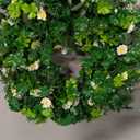 Sggvecsy 18 St. Patrick's Day Shamrocks Wreath for Front Door with Daisy Eucalyptus Leaves 30 Green Lights Artificial Greenery Clover Wreath for Irish St. Patrick's Day Decoration Wall Home Decor