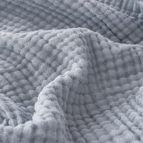 EMME Cotton Muslin Large Throw Blanket Couch Breathable Gauze Blanket Soft Lightweight Bed Blankets Adults (Dusty Blue, 50"x70")