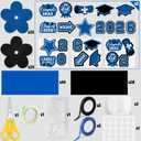 Levfla Graduation Money Lei, Class of 2026 Candy Lei Kit with DIY Flower Sticker Pieces, Congrats Senior High School College Grad Party Supplies Blue & Black Set of 6 No Money Included