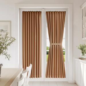 Vatge Terracotta French Door Curtains 72 Inch Length for Patio Door - Burnt Orange Sidelight Curtains for Front Door, 1 Panel, W25 x L72, Terracotta