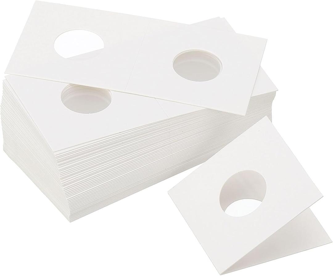 PATIKIL 2x2 Coin Flips, 400 Pack 20.5mm Cardboard Coin Holder Paper Coin Holders for Coin Collection Supplies Collector, White