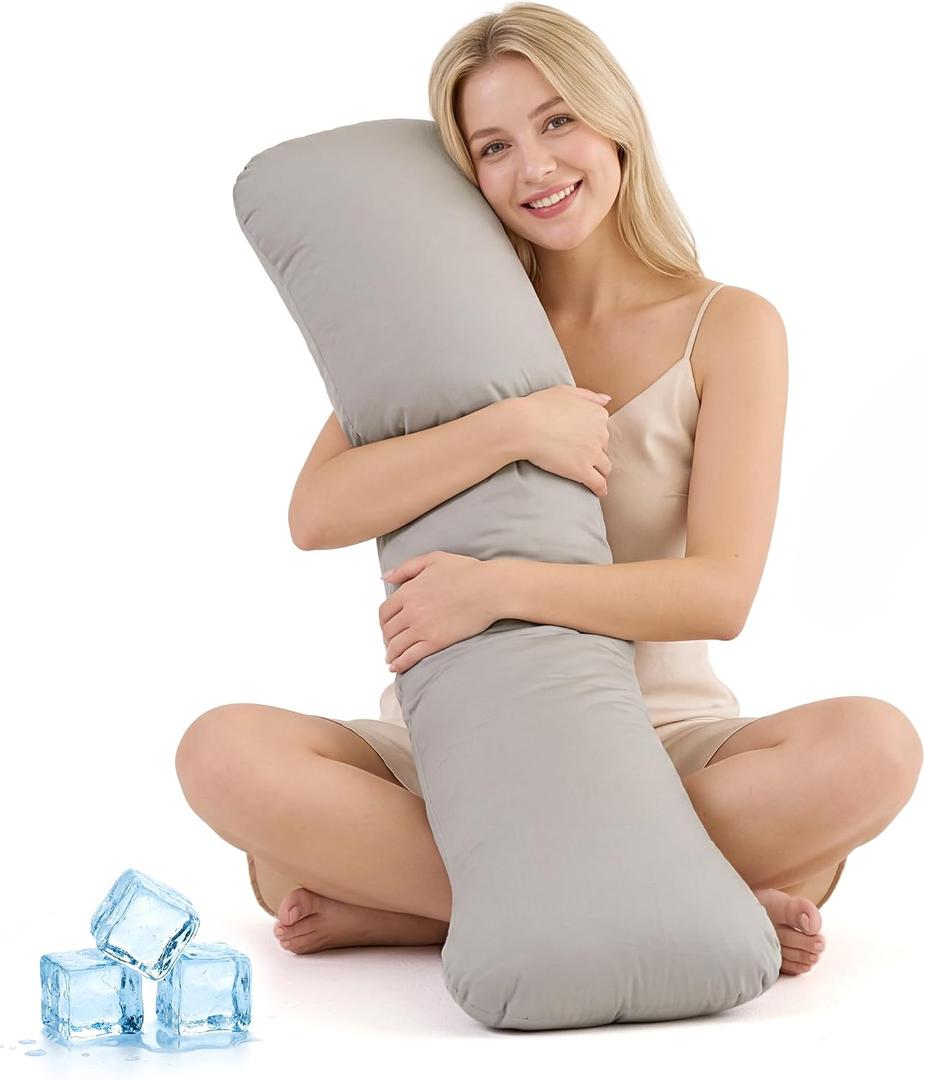 YZ HOME Weighted Body Pillow 6.5lbs Cooling Body Pillow (41" x 10") | Filled with Glass Beads Support for Deeper Sleep & Relax ,Side Sleeper with Washable Cover