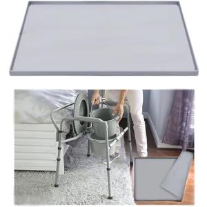 Bedside Commode Mat Bedside Toilet Mat with Raised Edge for Seniors Under Commode Chair Mat Non-Slip Recycle Commode Toilet Pad Silicone Mat for Portable Adults Potty 23.6"X 19.7" (Large)