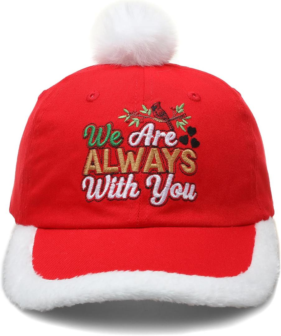 Embroidery Merry Christmas Unisex Hat Santa Trucker Hats, Adjustable Red Santa Baseball Cap, Great Gift for Family (Red)