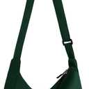 Crossbody Sling Bag for Women Men Trendy, Crescent Bag with Adjustable Strap, 2 Zippers Lightweight, Deep Green