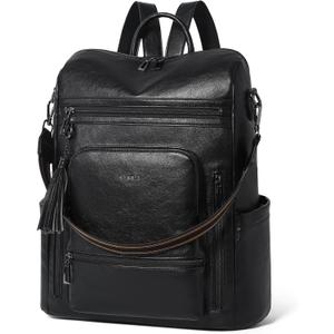 Shrrie Vegan Leather Laptop Backpack for Women 15.6 inch Work Backpack Fashion Travel Backpack Purse for Business College (Black01)