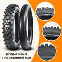 HOLATO Rear 80/100-12 3.00-12 Tire and Inner Tube for 110cc 125cc CRF70 CRF110 XR70 KLX110 TTR90 PW80 RM60 RM65 TaoTao DB14 SSR Apollo Coolster Dirt Pit Bike Motorcycle Off Road Motocross Heavy Duty