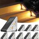 Ahaorigin Solar Step Lights for Outside, 8 Pack Bright LED Spot Lens Triangle Solar Stair Light Outdoor Waterproof, Outdoor Deck Lights for Yard Porch Patio Driveway Railing, Warm White