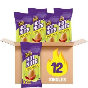 Takis Flare Hot Nuts 12 pc / 3.2 oz Snack Size Box, Chili Pepper & Lime Flavored Medium Spicy Double-Crunch Peanuts. (Multipack) BB 6/10/26