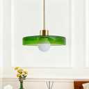 Pendant Lights Kitchen Island: Mid-Century Modern Hanging Light Fixture - Glass Pendant Lamp for Entryway Dining Room Over Table Bedside (Green, 35cm/13.78inch)