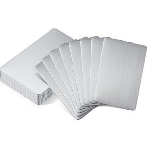 12 Pieces 304 Stainless Steel Metal Business Cards Blank Steel Laser Engraving Stainless Cards for House Office Customer DIY Gift Plate, 86 x 54 mm(0.5 mm)