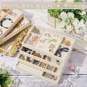 Junkin 18 Pcs Velvet Jewelry Tray, Stackable Jewelry Organizer Trays for Drawer, Jewellery Box Divided Display Tray, Jewelry Inserts for Drawer for Rings Earring Bangle Necklaces(Beige)