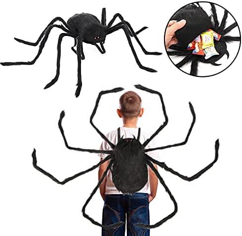 Giant Realistic Spider Costume & Decor - Outdoor/Indoor Giant Spider Props with Straps for Kids' Halloween Parties & Haunted Houses