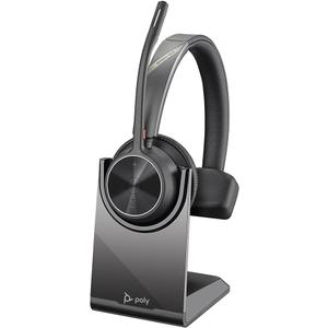 Poly - Voyager 4310 UC Wireless Headset + Charge Stand (Plantronics) - Single-Ear Headset w/Mic - Connect to PC/Mac via USB-A Bluetooth Adapter, Cell Phone via Bluetooth -Works with Teams, Zoom &More