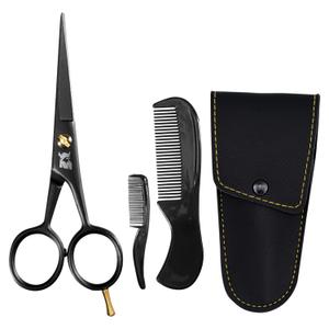 Striking Viking 5-Inch Professional German Beard & Mustache Scissors  Mens Mustache Grooming Kit for Trimming Facial Hair with Beard Comb, Mustache Comb & Carry Case