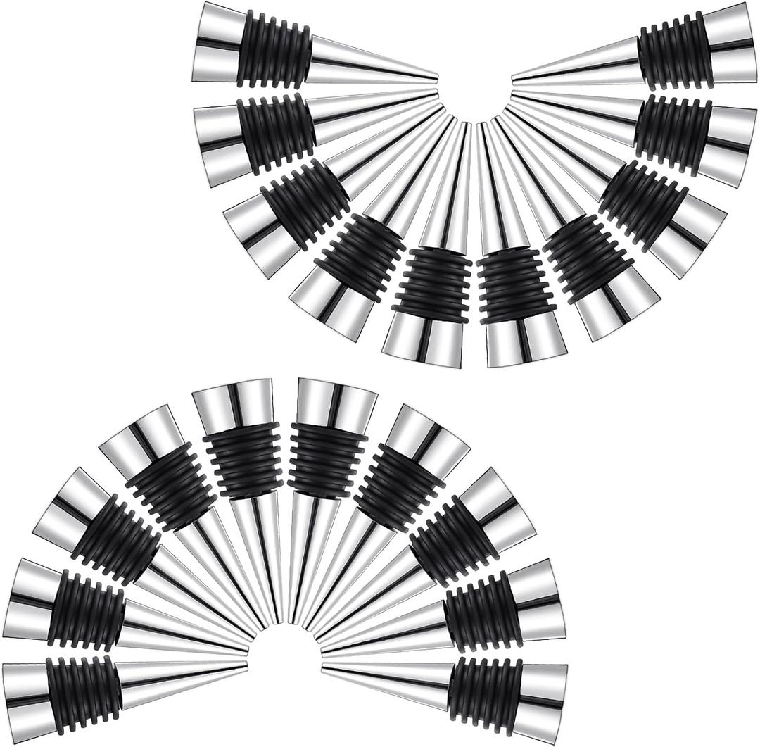 Stainless Steel Wine Stoppers 20Pcs Reusable Decorative Bottle Stoppers Metal Cork Topper for DIY Bar Wedding Party