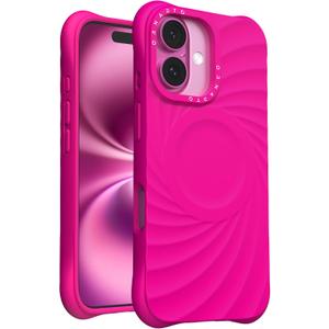 ORNARTO Vortuxe for iPhone 16 Case 6.1" | 2X MIL-STD Drop Protection | Compatible with MagSafe | Sleek Aesthetic Liquid Silicone Phone Cover - Hot Pink
