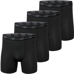 New Balance Men's Mesh 5" No-FLY Boxer Brief (4-Pack) (Black)