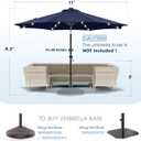 wikiwiki 11ft Solar Led Patio Umbrella, Sturdy Outdoor Market Umbrella for Deck, Pool, Garden w/Tilt, Crank, 32 LED Lights, Navy Blue