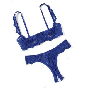 Avidlove Sexy Lingerie Set for Women Lace Bra and Panty Sets Underwire Push Up Lace Lingerie Set XS-XXL (Large, Navy Blue)
