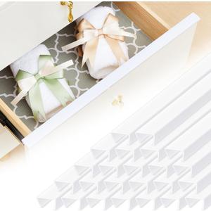 Pangda 24 Pcs Cabinet Protectors for Kitchen Cabinets Vinyl Plastic Slip on Cabinet Door Protector Edge Protector for Prevent Wear, Chipping, Discoloration, Suit for Thickness Less Than 3/4 (White)