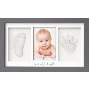 Baby Hand and Footprint Kit - Clay Handprint Keepsake Frame, Newborn Nursery Picture Frame, Personalized New Mom Gifts for Baby Shower & Registry (Gunmetal Gray) 