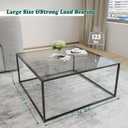 Glass Coffee Tables for Living Room Square Modern Center Table for Small Space,Tempered Glass-top with Sturdy Metal Frame Sofa Side End Table, Easy Assembly,26.4 x 26.4 x 15.7 Inches, Gray Black, Square-26.4in