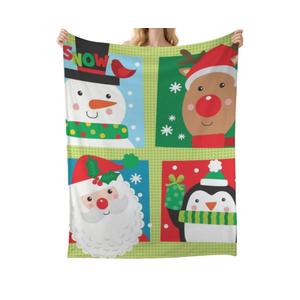 Cozy Throw Blanket Boho Western Flannel Throw Pillows for Bedroom Aesthetic Holiday Santa Penguin Small Fleece Blankets Thick Soft Western Bedroom Decor 40"x50"