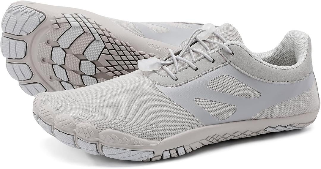 Grand Attack Barefoot Shoes Women Wide Toe Box Zero Drop Wrestling Weightlifting Gym Fitness Shoes Breathable Lightweight (8.5-9 Wide, 6344-5/Light Grey)