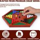 Wooden Chinese Checkers Board Game Set, 13.5 Inch Classic Strategy Game with 72 Acrylic Marbles, 6 Solid Colors with Spare Pieces, Family Tabletop Game for Adults, 2–6 Players