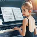 CRANBURY Sheet Music Folder 8.5x11 - Dual Use Music Holder (Blue), Store Pages Inside 24 Protective Sleeves or Annotate Exposed Pages, Music Binder with Spiral Binding Stays Opens and Lays Flat